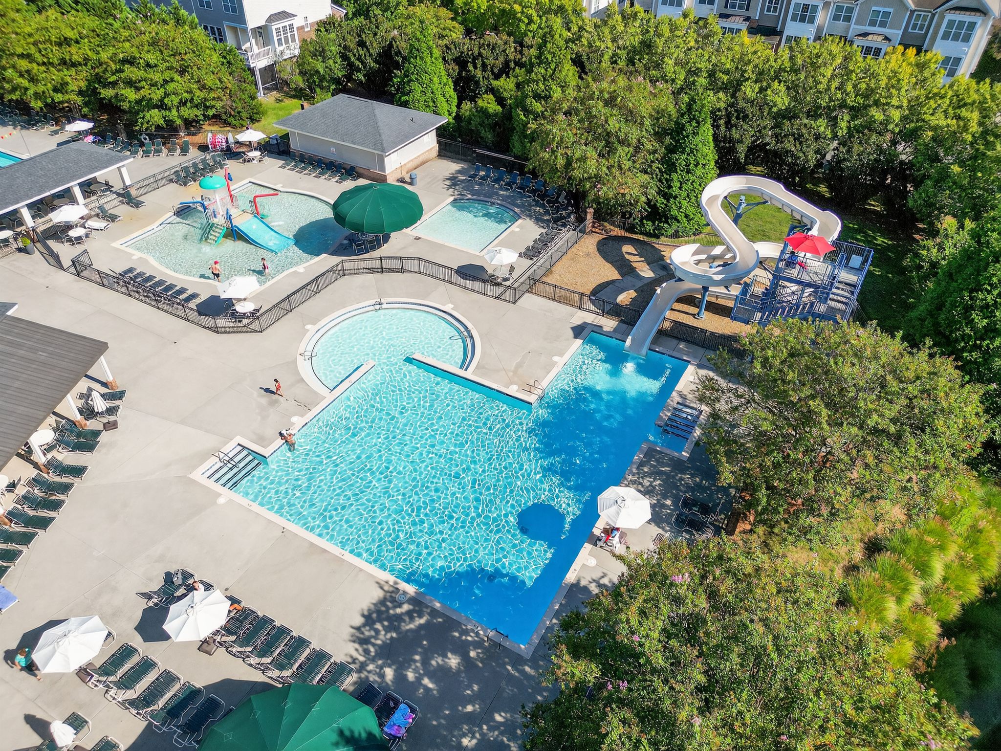 Aerial view of Huntersville, NC municipal pool